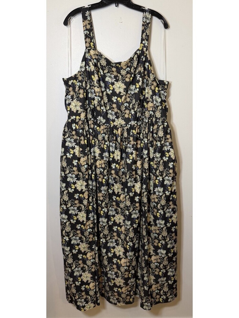 Lane Bryant Sanctuary Black Floral Maxi Dress Square Neck Cotton Blend Boho 24